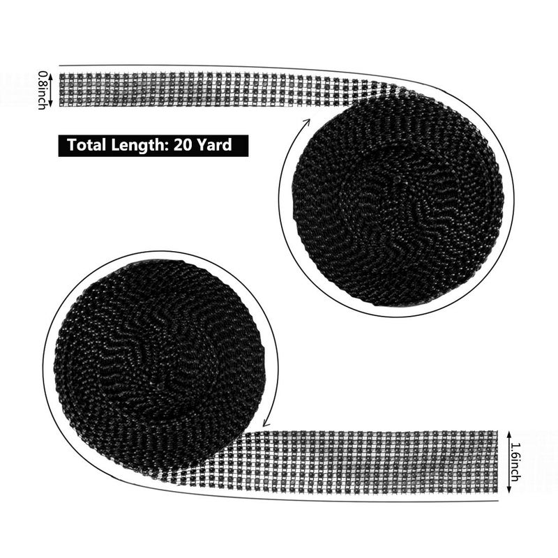 BTSD-home 20Yards Rhinestone Diamond Ribbon Roll for Wedding Cakes, Birthday Decorations, Baby Shower Events, Arts and Crafts Projects 2 Rolls (Black) - Image 2